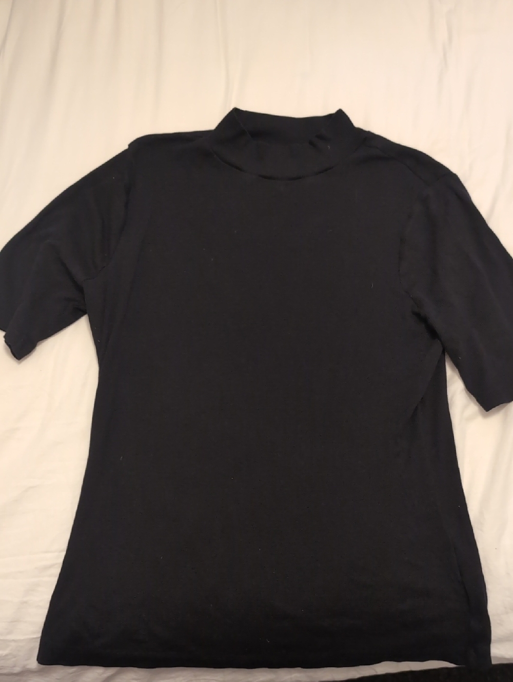 Madewell Quarter Sleeve Mock Neck Black Tee